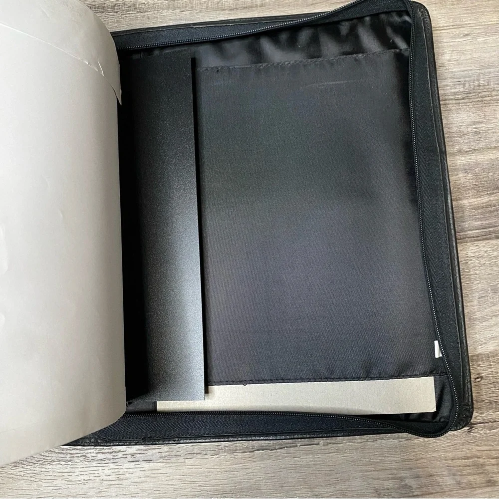 Vintage Plan Pro 2001 Black Leather Briefcase Hand Bag Zip-Up - Schedule, Notes